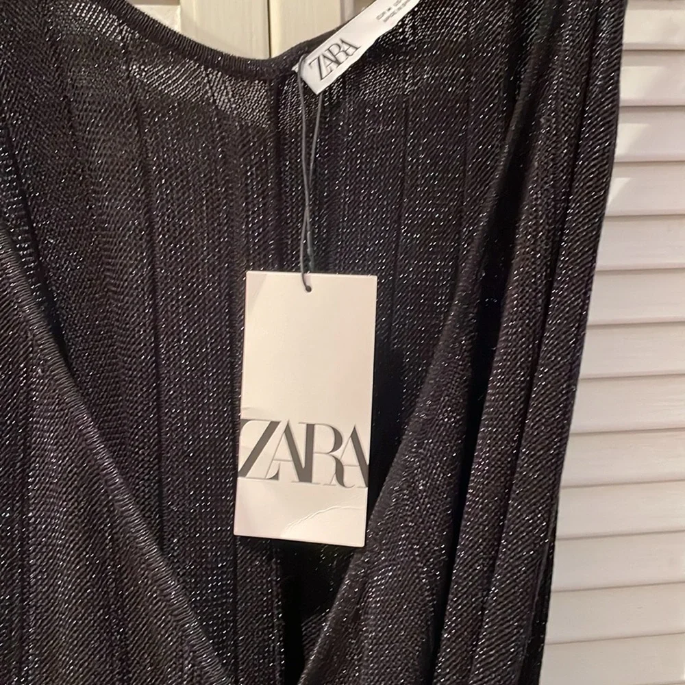 Zara black sparkly knit wrap maxi dress sz M - Picture 5 of 6